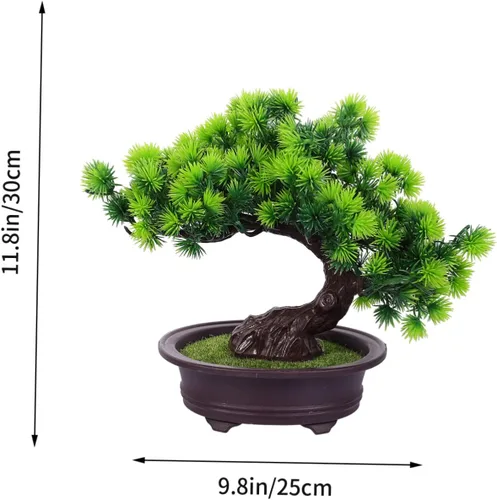 Vista 4 de NOLITOY Decoración de pino en maceta, plantas de plástico para exteriores, decoración de mesa al aire libre, decoración de oficina pequeña, árbol