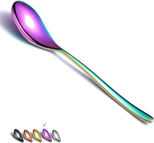 Vista 9 de Cucharas de cena de 6 piezas, cucharadas de acero inoxidable de 8.1 pulgadas, cucharas de sopa, cucharas de postre, cucharas de cubiertos
