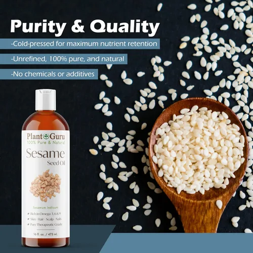 Vista 3 de Aceite de semilla de sésamo 2 fl. oz. – Prensado en frío, 100% puro y natural portador para piel, cara, cuerpo, cabello y cocina. Ideal para cremas