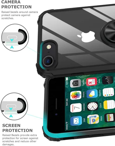 Vista 5 de Funda transparente con función atril para iPhone SE 2022/2020 (3ª/2ª generación SE3/SE2) y iPhone 8/7, funda delgada de protección contra caídas