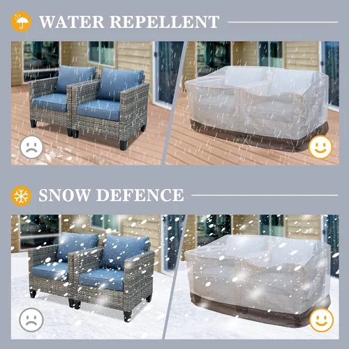 Vista 7 de OVIOS Juego de muebles de patio, fundas impermeables, sofá modular para exteriores, sofá biplaza, silla otomana, para todo tipo de clima, funda
