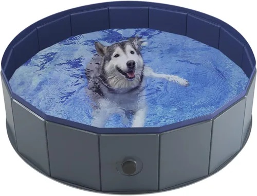 Vista 7 de Niubya Foldable Dog Pool, Collapsible Plastic Dog Swimming Pool, 32x8in