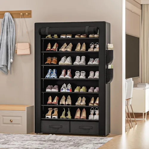 Vista 7 de OYREL Zapatero alto a prueba de polvo, organizador de zapatos de gran capacidad de 8 niveles, 32-40 pares de zapatos