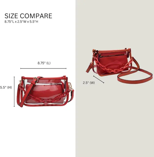 Vista 3 de Jessica - Bolso vegano transparente para mujer, aprobado por estadios, bolsos cruzados para conciertos, eventos deportivos
