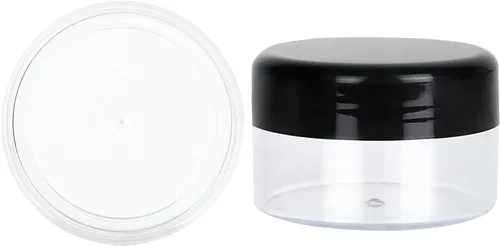Vista 3 de 100 recipientes vacíos de muestra, 20g, 0.7 onzas, tarros de cosméticos transparentes con tapas, tarros de maquillaje de plástico para cosméticos