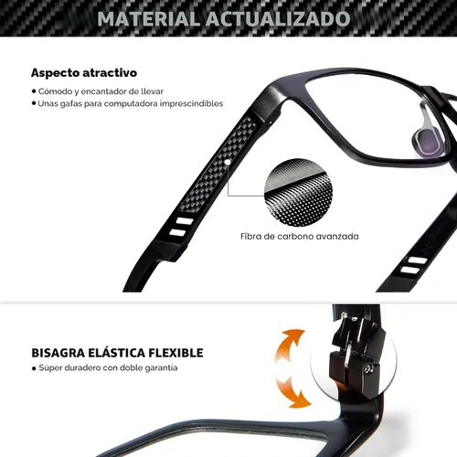 Vista 3 de ANYLUV Gafas de bloqueo de luz azul para hombre, gafas de juegos de computadora, ligeras, de metal Al-Mg, protección ocular antifatiga ocular