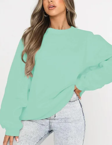 Vista 2 de Orchidays Sudadera casual con cuello redondo para mujer, manga larga, holgada, para otoño