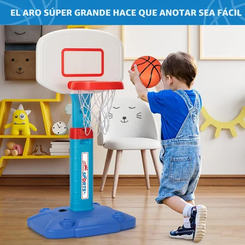 Vista 4 de Aro de Baloncesto para Niños Pequeños de Interior para Edades 1-3, Aros de Baloncesto Ajustables para Niños, Mini Aro de Baloncesto con 3 Pelotas