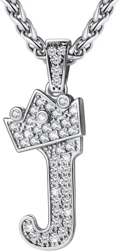Vista 50 de U7 Crown Initial Number Necklace for Men Women A-Z Letter Pendant Chain a. Oro