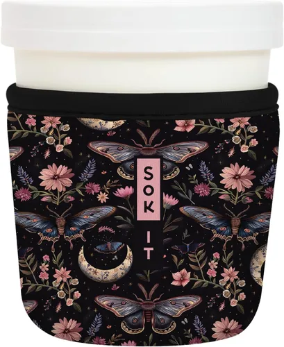 Vista 35 de Sok It IceCreamSok - Funda de neopreno aislada (flores abstractas, pintas de helado cónicas)