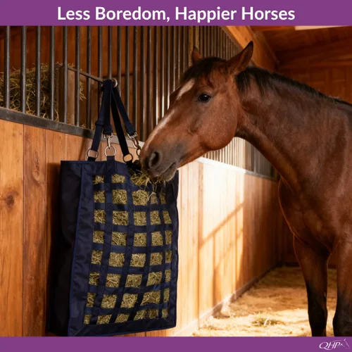 Vista 3 de QHP Bolsa de heno de alimentación lenta para caballos Azul marino