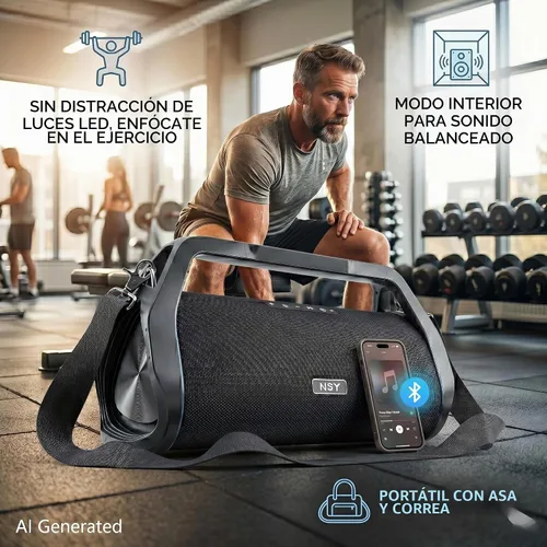 Vista 6 de Altavoz Bluetooth de 80 W con mango y correa incorporados