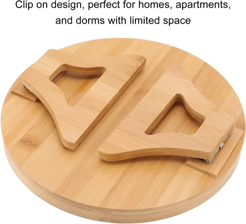 Vista 7 de Bandeja de aperitivos para sofá, textura de madera, bandeja para reposabrazos de sofá, mesa de brazo plegable con clip para aperitivos de café y té