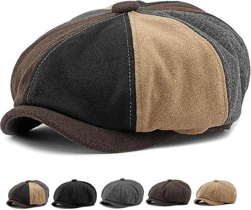 Vista 9 de Xinveen Gorra de 8 paneles para hombre, gorra de tweed vintage con diseño de espiga