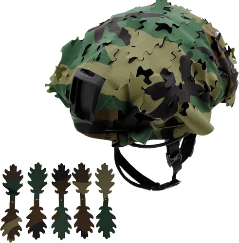 Vista 12 de Funda táctica para casco de malla transpirable, camuflaje camuflaje para casco táctico militar, combate, casco rápido