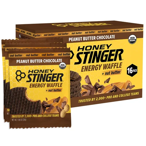 Vista 30 de Honey Stinger Gofle de arce de mantequilla de almendra orgánica, estroopwafel energético para ejercicio, resistencia y rendimiento, nutrición