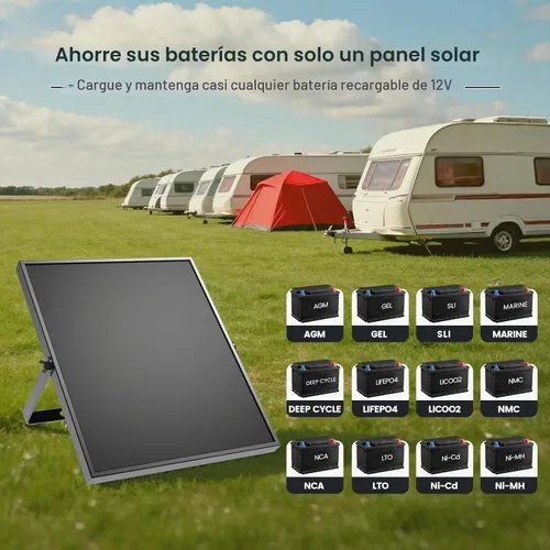 Vista 5 de Cargador de batería solar 25W 12V, kit de panel solar resistente para RV