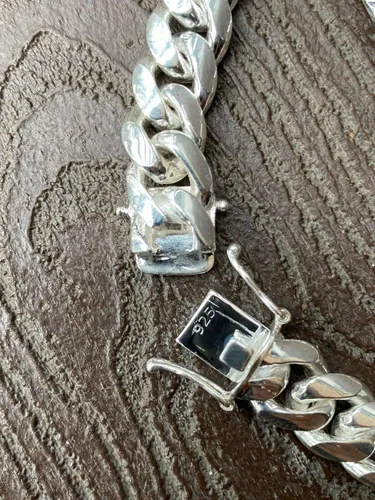 Vista 5 de Cadena o pulsera de eslabones cubanos Miami de plata de ley 925 maciza, para hombre real, 0.197-0.551 in, 7-30 pulgadas, hecha a mano en Estados