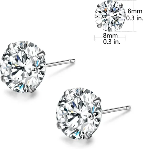 Vista 4 de Aretes de plata de ley chapados en platino hechos con cristales austriacos