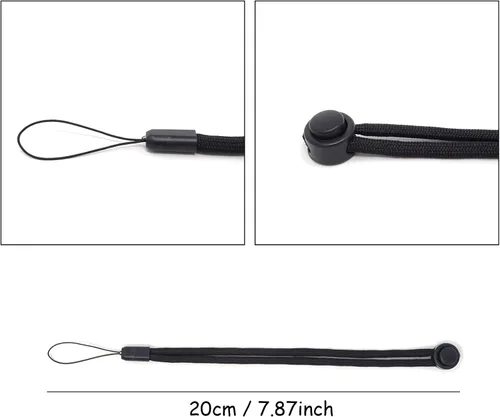 Vista 2 de Honbay 6 correas ajustables de nailon negro compatibles con control remoto Nintendo Wii, teléfono celular, linterna, cámara digital y más