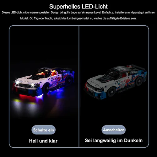 Vista 3 de BrickBling LED Light Compatible with Lego Technic Nascar Next Gen Chevrolet Camaro ZL1 42153 Model Car, Creative Lighting Kit Compatible with Lego