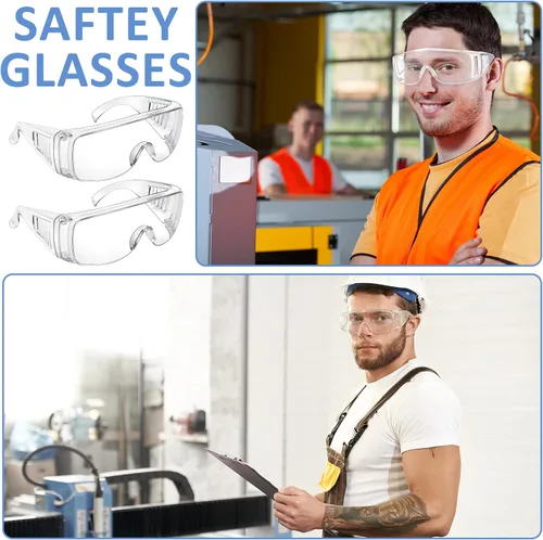 Vista 5 de Queekay Gafas de seguridad sobre anteojos Gafas de protección contra polvo, impacto y arañazos para hombres, mujeres, enfermeras, trabajadores