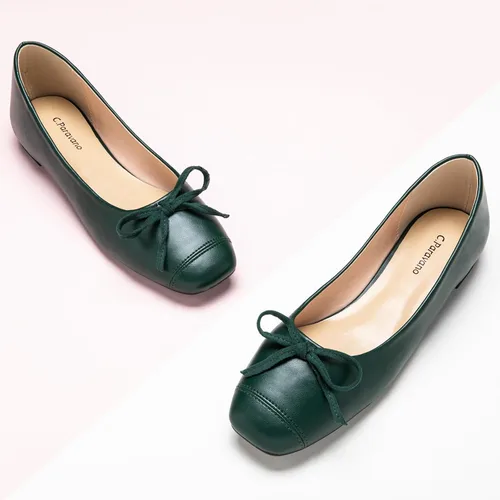 Vista 2 de C.Paravano Women's Flats with Bowknot Casual Slip On Dress Shoes Comfortable Square Toe Shoes Women Ballet Flats for Wedding Work Office Business
