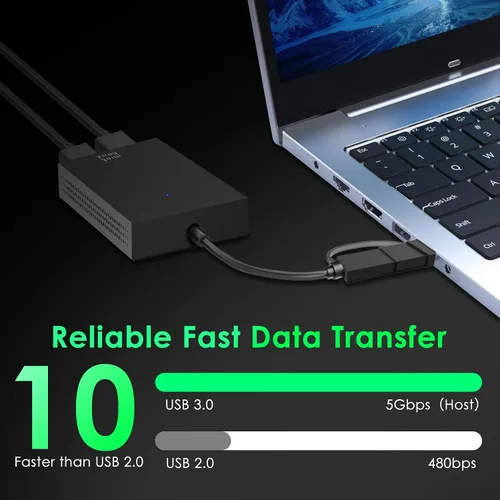 Vista 4 de Minthouz Divisor HDMI para monitores duales, adaptador universal de gráficos de video para Thunderbolt 5/4/3, USB 4, USB-A/C, Mac y Windows, USB-C a