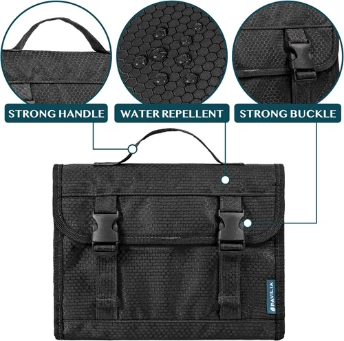 Vista 3 de PAVILIA Neceser colgante de viaje para mujeres y hombres, kit de bolsa de maquillaje de gran capacidad, estuche organizador de almacenamiento