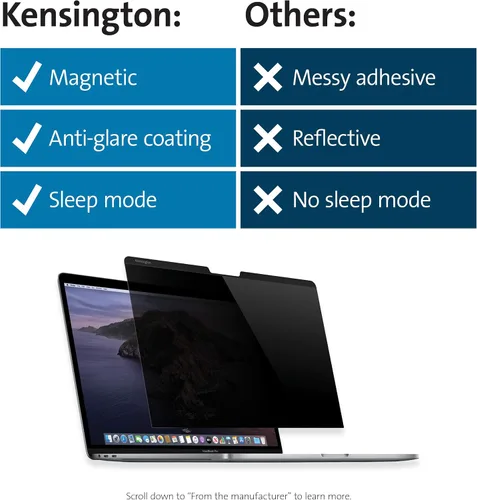 Vista 7 de Kensington Pantalla magnética de privacidad MagPro™ Elite para MacBook Pro de 13" (K58360WW)