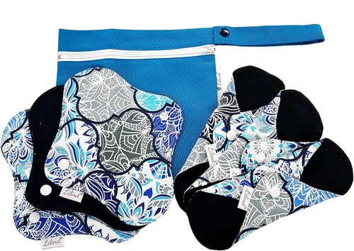 Vista 12 de Lilind ® Paquete de 7 toallas de tela para tanga en flores rojas, 100% algodón orgánico, reutilizables, lavables, toallas sanitarias menstruales