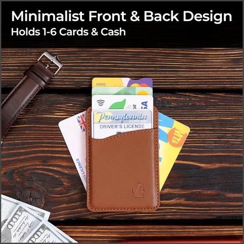 Vista 4 de Wallaroo Wallets Billetera de cuero prémium con agarre y soporte, Marrón, Minimalista