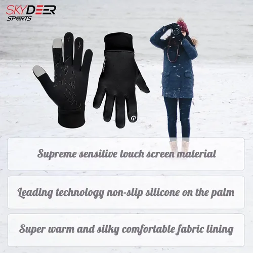 Vista 8 de SKYDEER Winter Gloves with Soft Deerskin Suede Leather & Thermal Polar Fleece & Warm 3M Thinsulate Insulation (SD8661T)