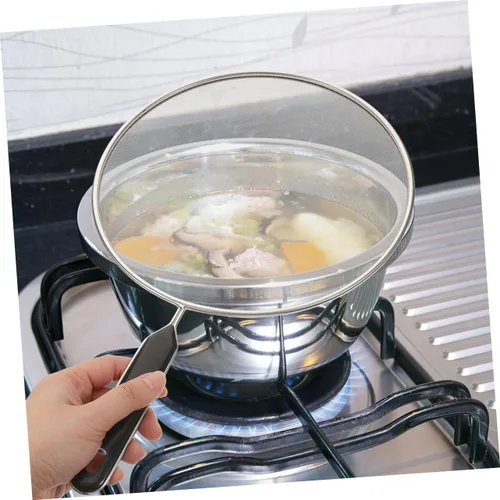 Vista 7 de SHOWERORO Protector contra salpicaduras de malla de aceite, protector contra salpicaduras de malla para freír, mango de tapa de olla, cubierta