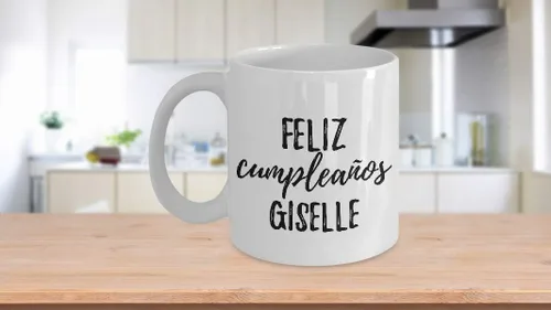 Vista 3 de Feliz Cumpleanos Giselle - Taza de café con nombre personalizado para regalo de cumpleaños, 11 onzas