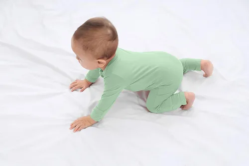 Vista 6 de GUISBY Mameluco sin pies para bebé, pijama de rayón con cremallera de 2 vías con manga larga