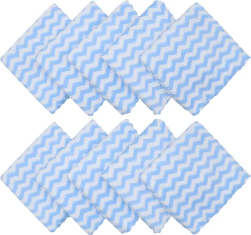 Vista 2 de Paño de Limpieza de Microfibra Sin Pelusas, Paquete de 10 Paños de Secado Rápido para Limpieza, Paños de Cocina Súper Absorbentes para Lavar Platos