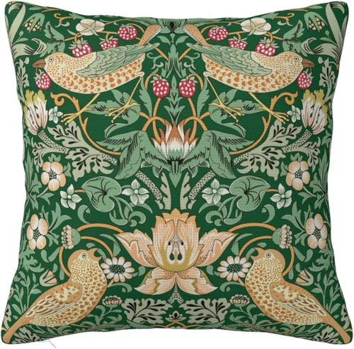 Vista 24 de Fundas de almohada William Morris diseño Strawberry Thief, fundas de almohada decorativas suaves para exteriores, fundas de almohada para decoración