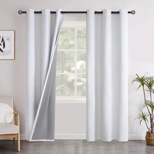 Vista 116 de YoungsTex - Cortinas opacas de lino para dormitorio, oscurecimiento de la habitación, cortinas con textura de lino, paneles con aislamiento térmico