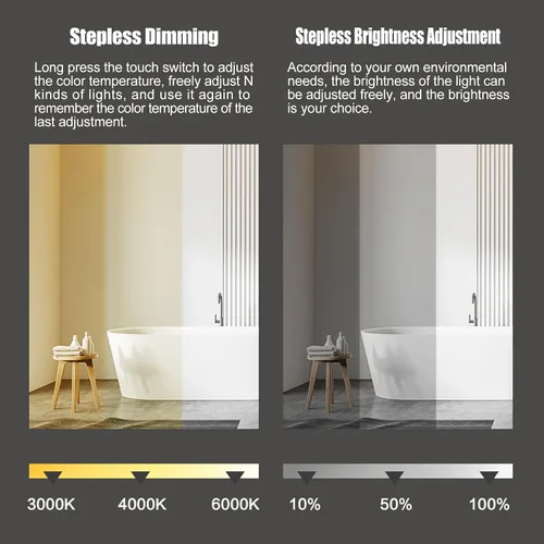 Vista 2 de Espejo de baño LED redondo con luces retroiluminadas de 3 colores con luz, espejo de tocador con luces círculo antivaho iluminado espejo grande