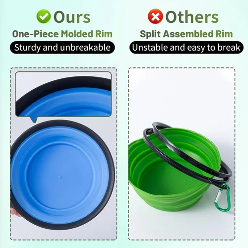 Vista 2 de SLSON Tazones plegables para perros y mascotas, paquete de 2 platos integrados moldeados para agua para gatos, dispensador de alimentos ligero