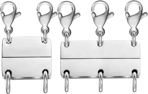 Vista 14 de Clysoru Collar con cierres y cierres para mujer, oro y plata, múltiples para separador en capas, cuentas extensoras de cadena, collares y pulseras