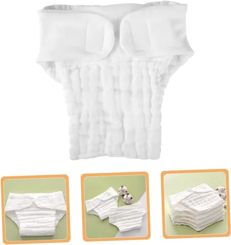 Vista 8 de Pañales de tela para bebé, reutilizables, sostenibles, 5 piezas, insertos de algodón para recién nacidos, impermeables, fáciles de mantener