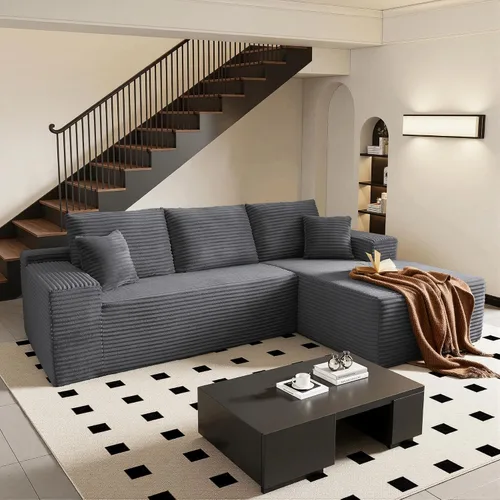 Vista 44 de AUGOP Sofá modular moderno de 96 pulgadas para sala de estar, sofá modular con sofás en forma de L, sofá tapizado sin hueso, sofá seccional con Negro