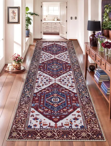 Vista 639 de SERISSA - Tapetes florales vintage, antideslizante, lavable, pequeño, ultrasuave, bohemio, de pelo bajo, para entrada, interiores, habitación