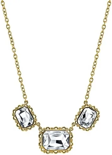 Vista 2 de 1928 Jewelry Crystal Faceted Collar Adjustable Necklace, 16