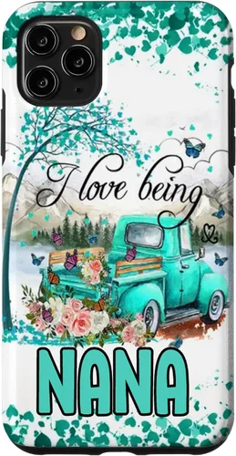 Vista 13 de I Love Being Nana Flower Butterflies Truck PC Case for iPhone 17