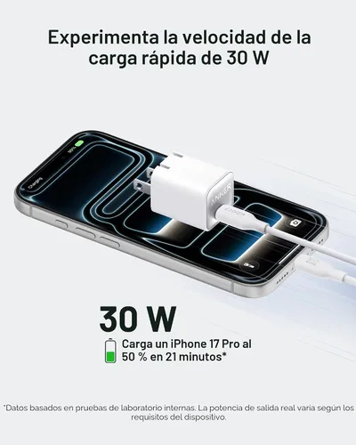 Vista 3 de Bloque de Carga USB C Anker Nano, Cargador Plegable de 30 W PIQ 3.0 de Carga Rápida para iPhone Serie 17/16, Galaxy, iPad, Compatible con MagSafe