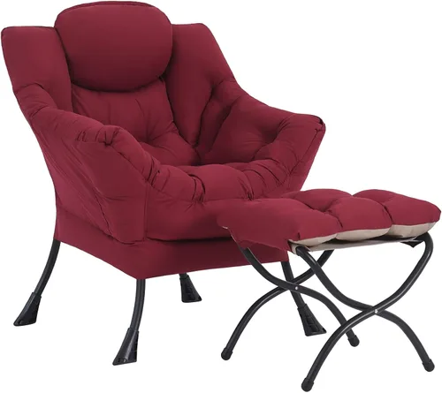 Vista 30 de Furlide - Silla perezosa con otomana, silla moderna con reposapiés plegable, silla de acento de salón, silla de lectura cómoda, sillones grandes