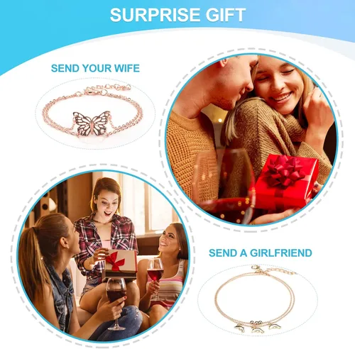 Vista 6 de ESRICH Juego de 3040 pulseras de tobillo para mujeres y niñas, oro rosa, oro dorado, plata rosa, tobilleras de joyería para mujer, joyería de playa